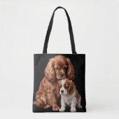 Robijn Cavalier Spaniel en haar Blenheim-puppy Tote Bag (Voorkant)