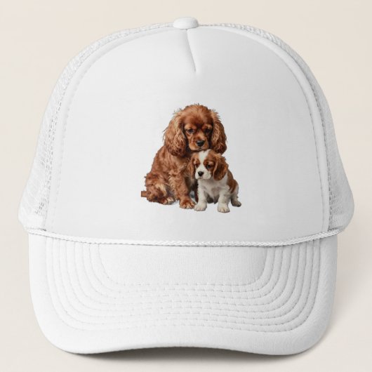 Robijn Cavalier Spaniel en haar Blenheim puppy Trucker Pet (Voorkant)