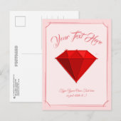 Robijn edelsteen. Sieraden. 40 Huwelijksjubileum Briefkaart (Voorkant / Achterkant)