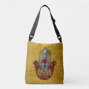 Robijn Granaatappel Hart Rode Vogel Hamsa Crossbody Tas