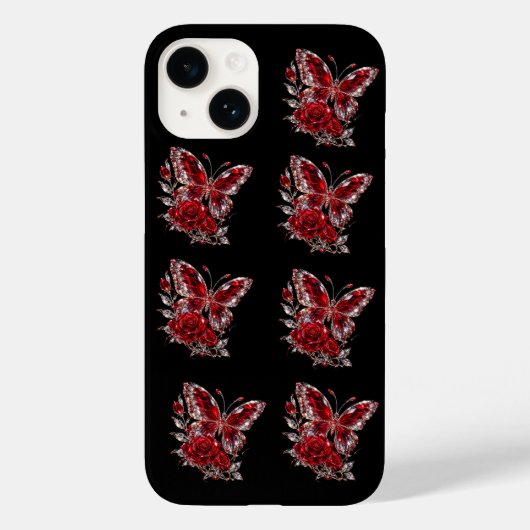 Robijn Kristal Vlinder & Roos Case-Mate iPhone Case (Achterkant)