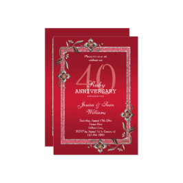 Robijn Rode Edelstenen & Glitter Robijn 40-jarig H Kaart