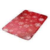 Robijn Rode Festive Kerst Wit Sneeuwvlokken  Badmat (Gekanteld)