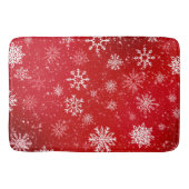 Robijn Rode Festive Kerst Wit Sneeuwvlokken  Badmat (Voorkant)