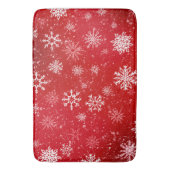 Robijn Rode Festive Kerst Wit Sneeuwvlokken  Badmat (Voorkant Verticaal)