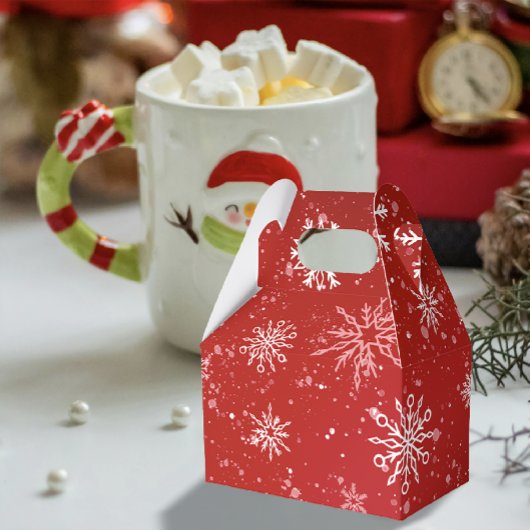 Robijn Rode Festive Kerst Wit Sneeuwvlokken  Bedankdoosjes