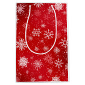 Robijn Rode Festive Kerst Wit Sneeuwvlokken Medium Cadeauzakje (Voorkant)