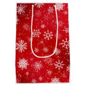 Robijn Rode Festive Kerst Wit Sneeuwvlokken Medium Cadeauzakje (Achterkant)
