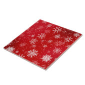 Robijn Rode Festive Kerst Wit Sneeuwvlokken Tegeltje (Zijkant)