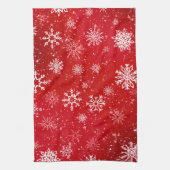Robijn Rode Festive Kerst Wit Sneeuwvlokken  Theedoek (Verticaal)