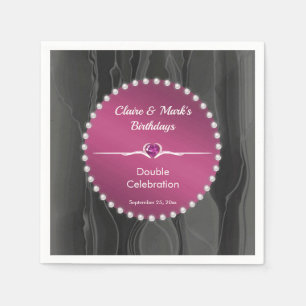 Robijn Rode Gezamenlijke Verjaardag Zwarte Zijde P Servet