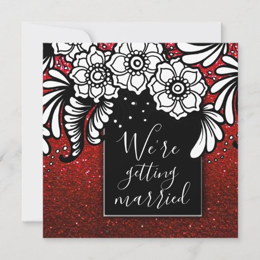 Robijn Rode Glitter Ombre Glitters Elegante Bloem Kaart (Voorkant)