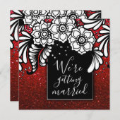 Robijn Rode Glitter Ombre Glitters Elegante Bloeme Kaart (Voorkant / Achterkant)