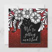 Robijn Rode Glitter Ombre Glitters Elegante Bloeme Kaart (Voorkant)