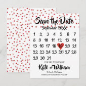 Robijn Rode Liefdeshartkalender Bewaar de Datum Aankondigingskaart (Voorkant / Achterkant)