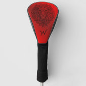 Robijn Rode Mandala Leeuwenkop Monogram Initiaal Golfheadcover (Voorkant)
