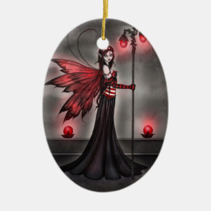 Robijn Rode Sprookjesachtige Kunst Keramisch Ornament