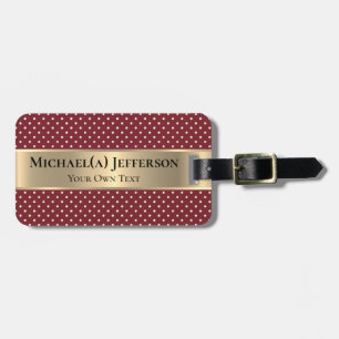 Robijn Rode Stip Gouden Accent Luxe Gepersonalisee Bagagelabel