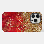 Robijn Rood Glitterig Goud Glam Persoonlijk iPhone Hoesje (Achterkant horizontaal)