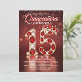 Robijn Rood Gouden Edelsteen Prinsessen Kroon Quin Kaart (Staand voorkant)