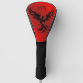 Robijn Rood Metallic Rijzende Feniks Monogram Init Golfheadcover (Voorkant)