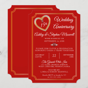 Robijnen   Diamanten 15-jarig huwelijksjubileumfee Kaart