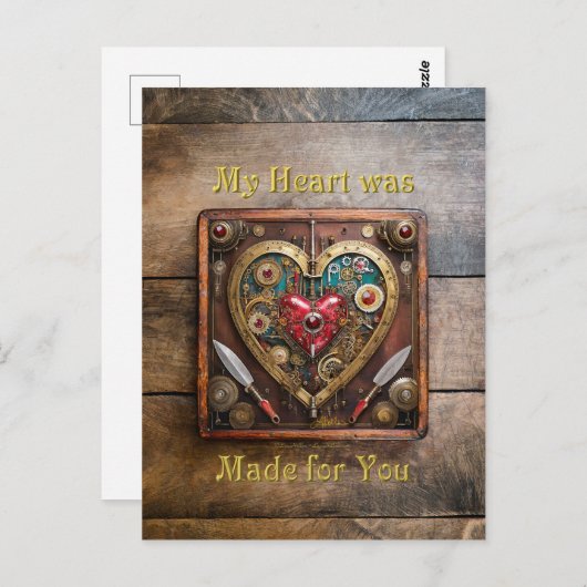 Robijnen en Messen Hart Steampunk Series Briefkaart (Voorkant / Achterkant)