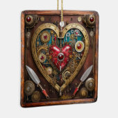 Robijnen en Messen Hart Steampunk Series Keramisch Ornament (Rechts)