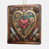 Robijnen en Messen Hart Steampunk Series Keramisch Ornament (Links)