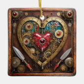 Robijnen en Messen Hart Steampunk Series Keramisch Ornament (Voorkant)