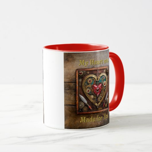 Robijnen en Messen Hart Steampunk Series Mok (Voorkant rechts)