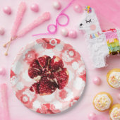 robijngranaatappelfruit papieren bordje (Feest)