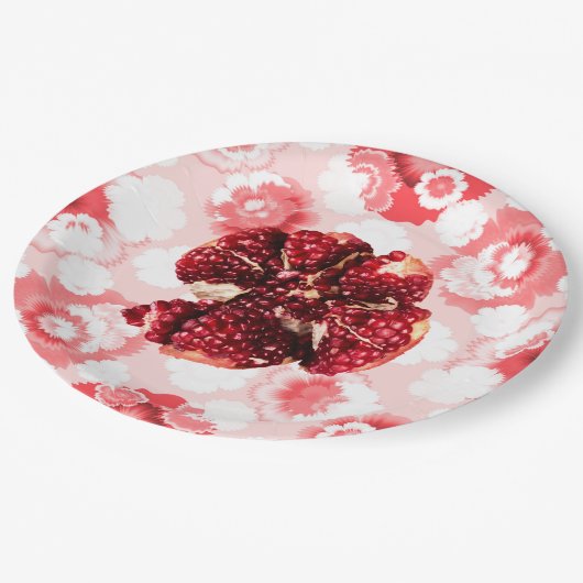 robijngranaatappelfruit papieren bordje (Gekanteld)