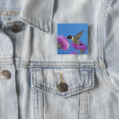 Robijnkeelkolibrie Vierkante Button 5,1 Cm (In situ)