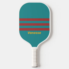 Robijnrif overdwars gestreept met naam pickleball paddle