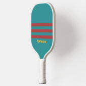 Robijnrif overdwars gestreept met naam pickleball paddle (Links)
