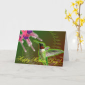 Robijnrode Rode Kolibrie en de Fuchsiakleurig Kaart (Gele Bloem)