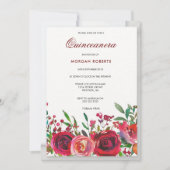 Robijnrode Roos Quinceanera Kaart (Voorkant)