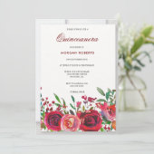 Robijnrode Roos Quinceanera Kaart (Staand voorkant)