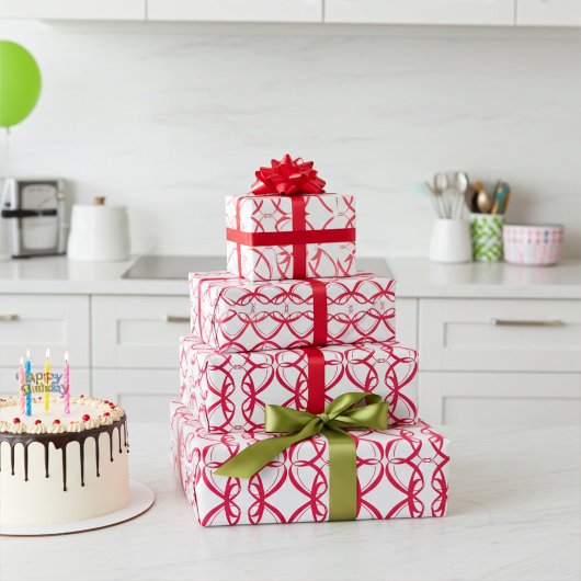 Robijnrode saamhorigheid en eenheid op wit paar cadeaupapier