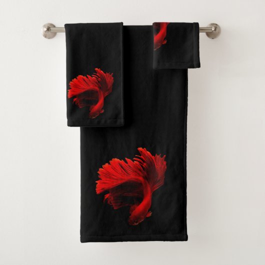 Robijnrode Siamese kempvis Bad Handdoek (Insitu)
