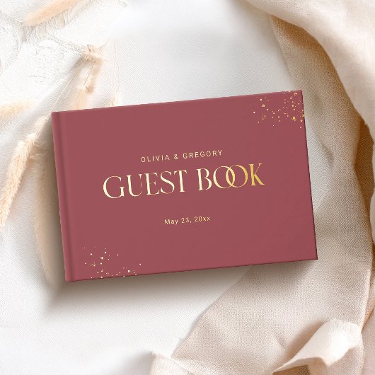 Robijnrood elegante bruiloft gastenboek