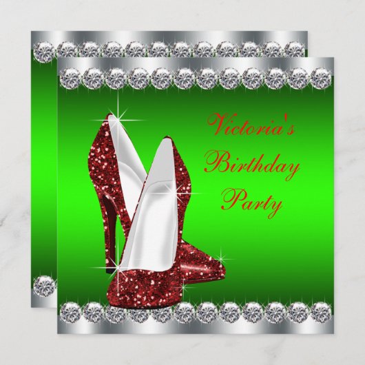 Robijnrood en groen kerstfeest kaart (Voorkant / Achterkant)