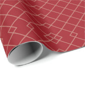 Robijnrood en lichtbruin geometrisch rooster cadeaupapier (Rol Hoek)