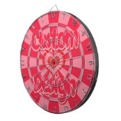 Robijnrood en roze hartontwerp met aangepaste teks dartbord (Voorkant Rechts)