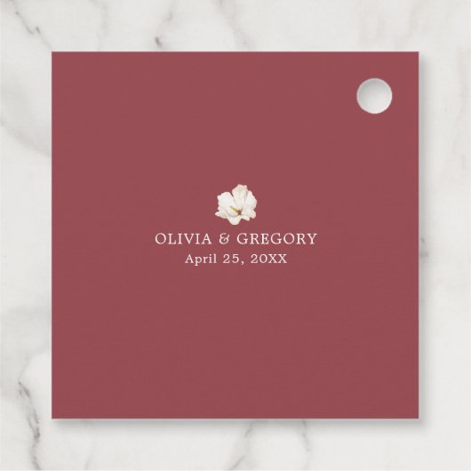 Robijnrood en wit bloemen bruiloft Favoriete Label (Achterkant)