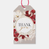 Robijnrood en wit bloemendankjewel cadeaulabel (Voorkant)