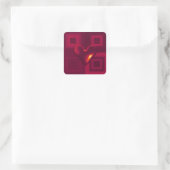 Robijnrood Hart Ontwerp Vierkante Sticker (Tas)