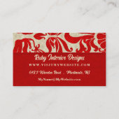 Robijnrood met Taupe Damask Print Visitekaartje (Achterkant)