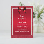 Robijnrood & stijlvol juweel bruiloft save the date (Staand voorkant)